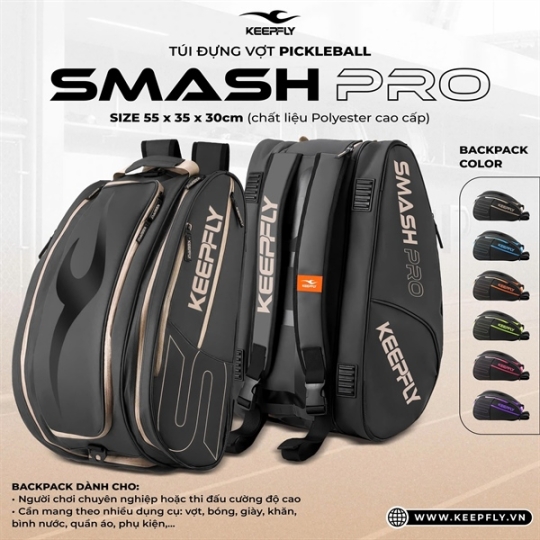 TÚI ĐỰNG VỢT PICKLEBALL SMASH PRO CHUYÊN NGHIỆP KEEPFLY